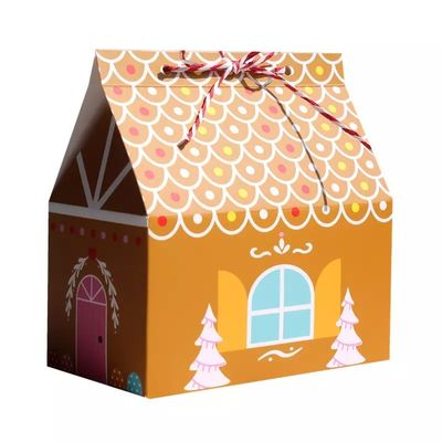 Şeker Tek Kullanımlık Karton için Ev Şekli Noel Hediye Kutuları