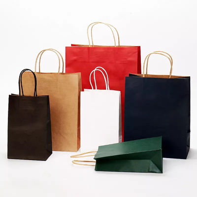 Paket Servis Paketleme Kağıt Torba Logo Baskı Vernikleme Kraft Kağıt Torba TUV