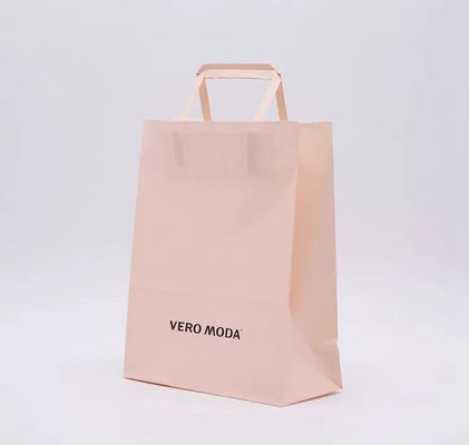ODM Pembe Kraft Kağıt Torba Biyobozunur Yama Saplı Çanta ISO9001