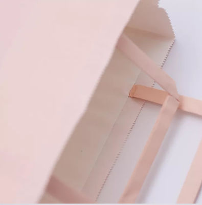 ODM Pembe Kraft Kağıt Torba Biyobozunur Yama Saplı Çanta ISO9001
