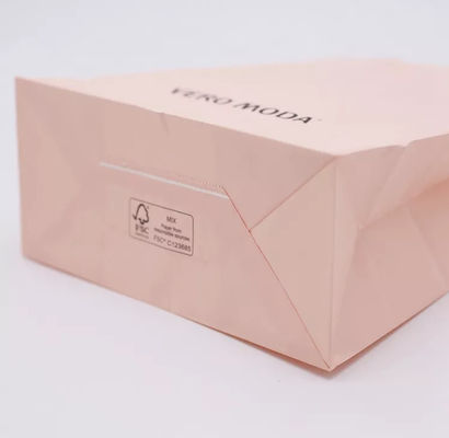 ODM Pembe Kraft Kağıt Torba Biyobozunur Yama Saplı Çanta ISO9001