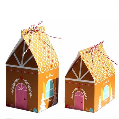 Şeker Tek Kullanımlık Karton için Ev Şekli Noel Hediye Kutuları