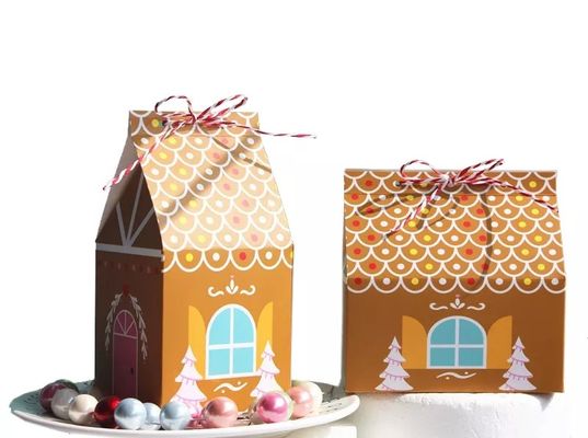Şeker Tek Kullanımlık Karton için Ev Şekli Noel Hediye Kutuları
