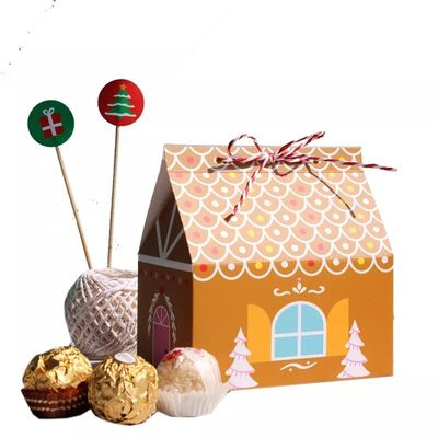 Şeker Tek Kullanımlık Karton için Ev Şekli Noel Hediye Kutuları