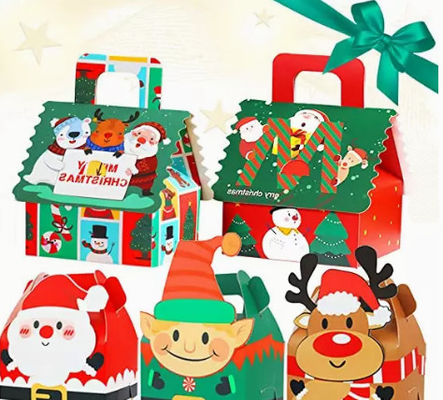 Gravür Baskı Noel Karton Hediye Kutuları 12 * 10cm Noel Süs Kutusu