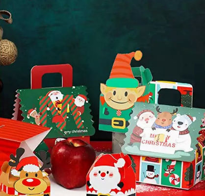 Gravür Baskı Noel Karton Hediye Kutuları 12 * 10cm Noel Süs Kutusu